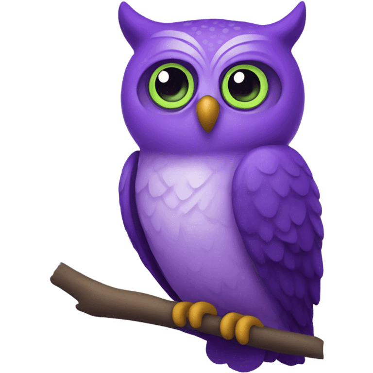 A purple and like green owl emoji