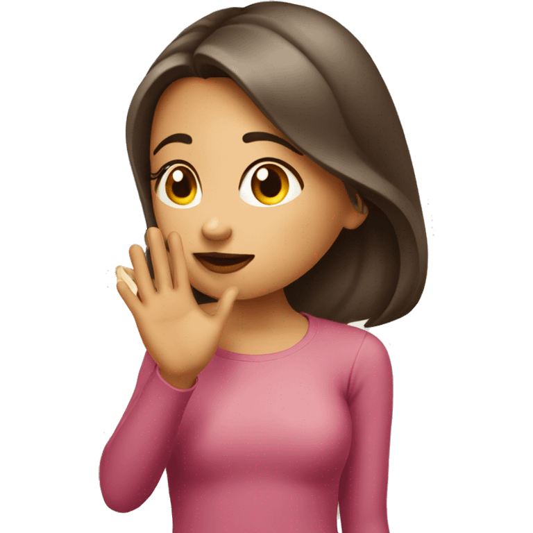 Girl blowing a kiss from hand to emoji