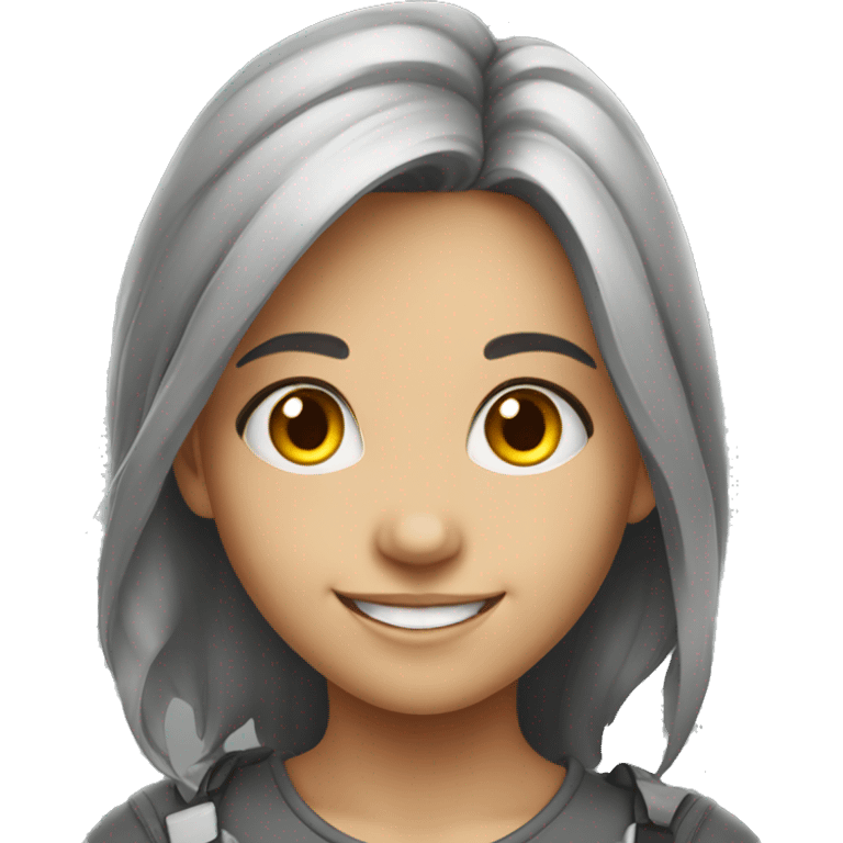 smiling girl portrait on grey emoji