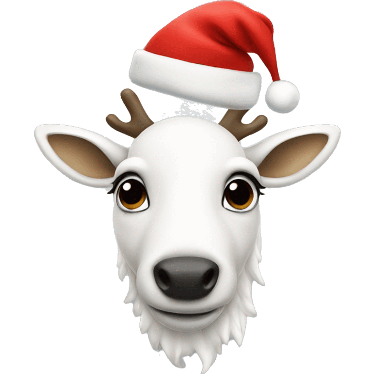 white-reindeer with christmas hat emoji