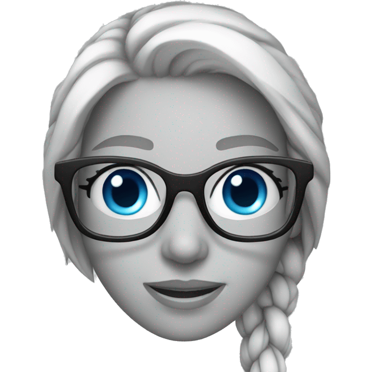 Woman wearing glasses silver blue eyes emoji