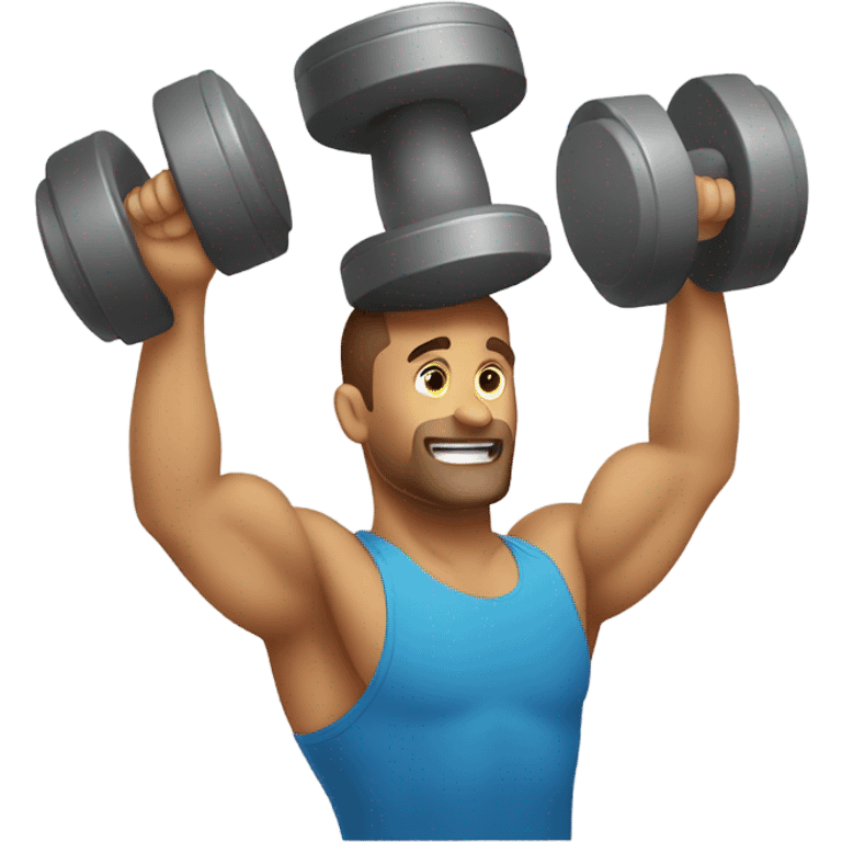 guy training with dumbells behind his head emoji