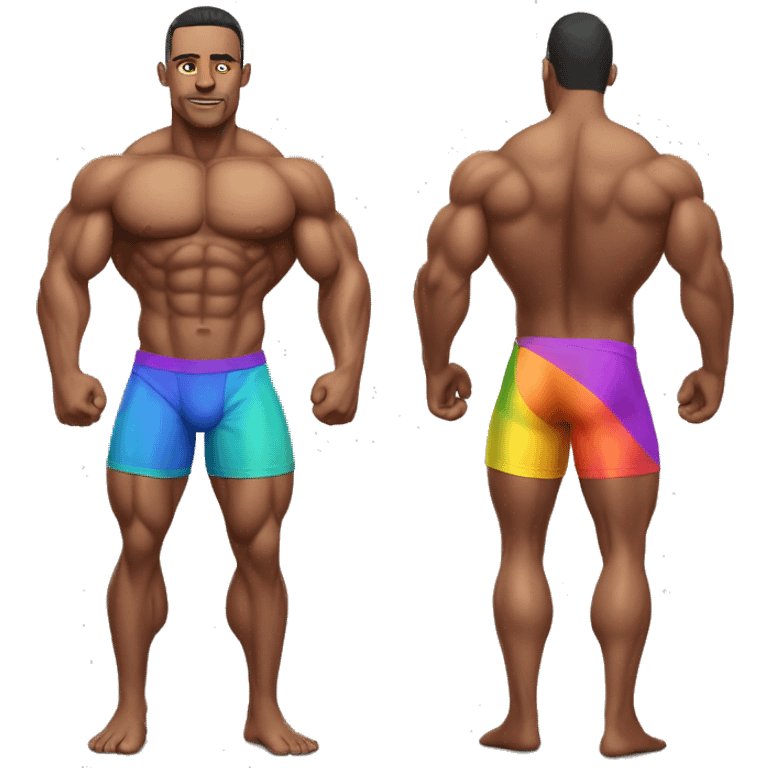 Muscular gay bodybuilder bikini realistic emoji