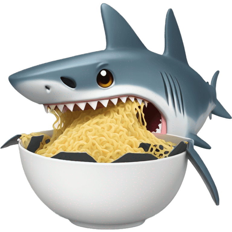 Shark with a ramen noodles emoji