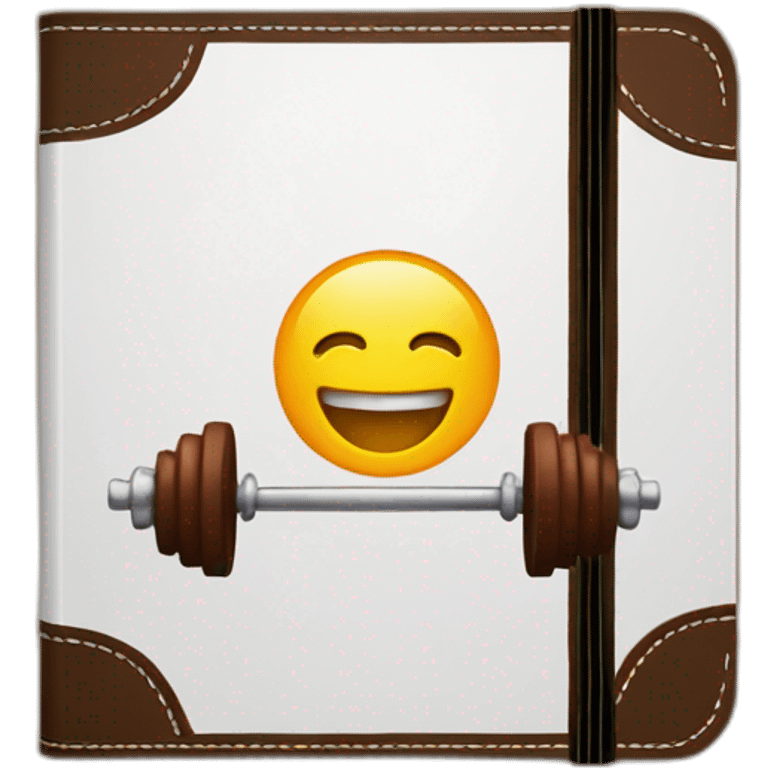 Fitness Journal with dumbbell icon on cover and leather texture emoji