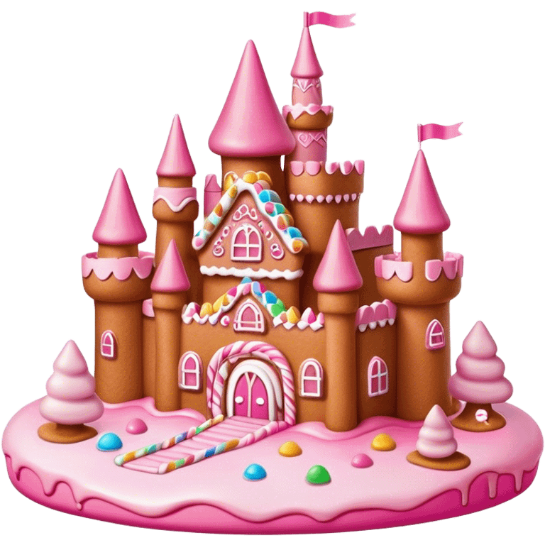 candy land pink melted castle emoji