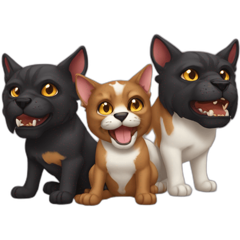 Cerberus with cat heads emoji