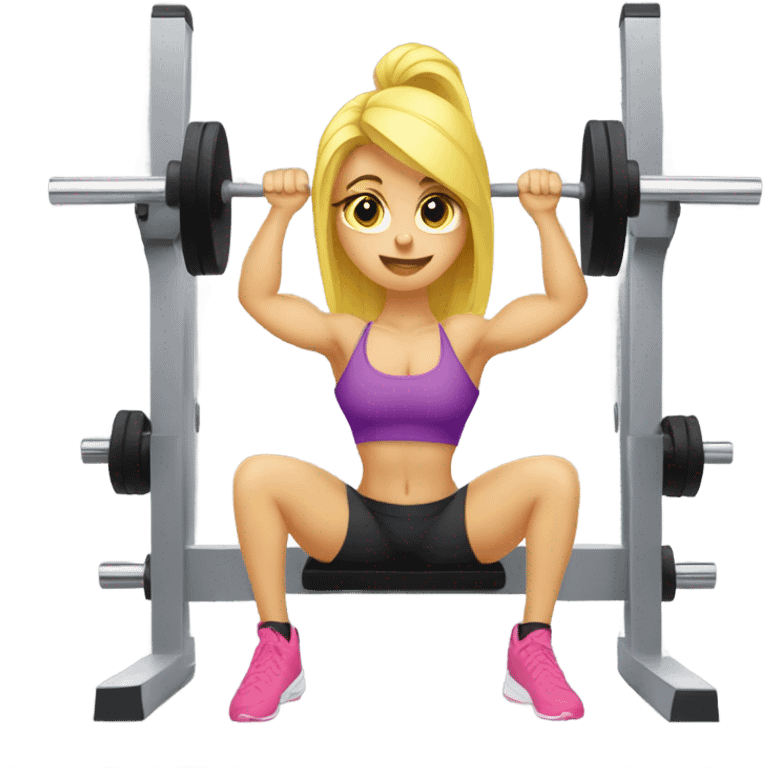 blonde gym girl on squat rack emoji