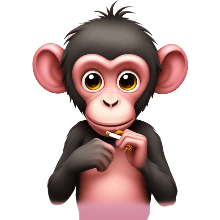 pretty pink monkey smoking  emoji