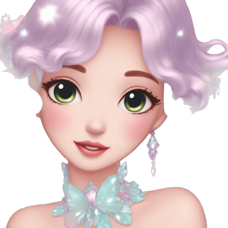 Dreamy pretty VOGUE elegant kawaii blushin shiny lady pastelcore kawaii beautiful hair fairycore cottagecore jewels trending aesthetic emoji