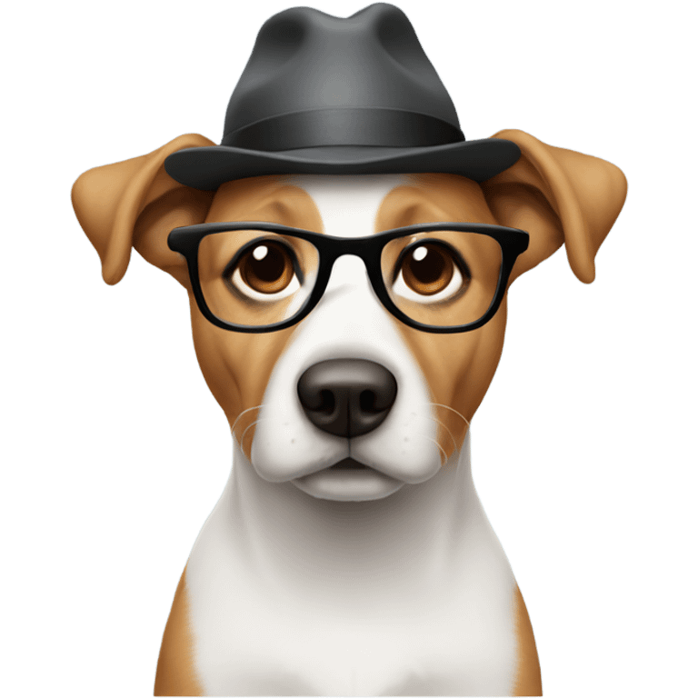 Dog wearing glasses and hat emoji