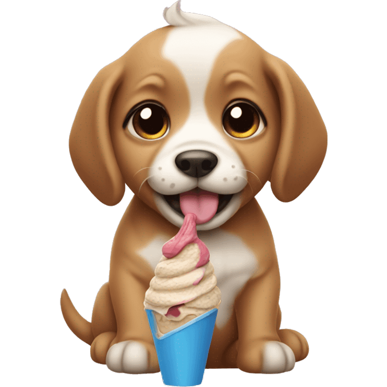 Puppy eating ice cream emoji