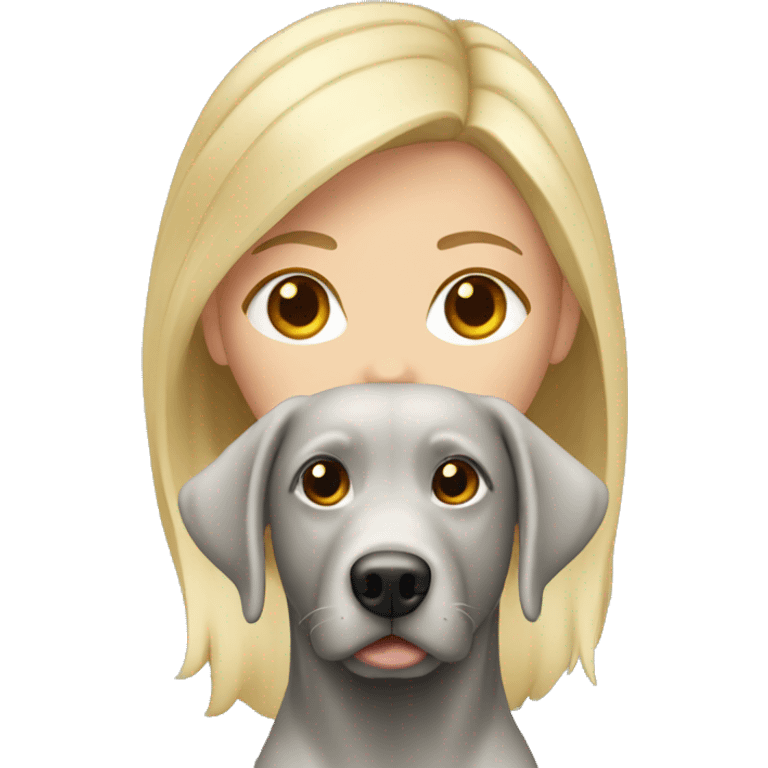 Blonde girl with a silver lab emoji