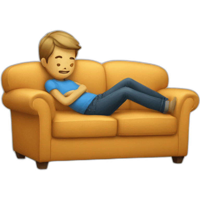 Sofa with boy laying on it emoji