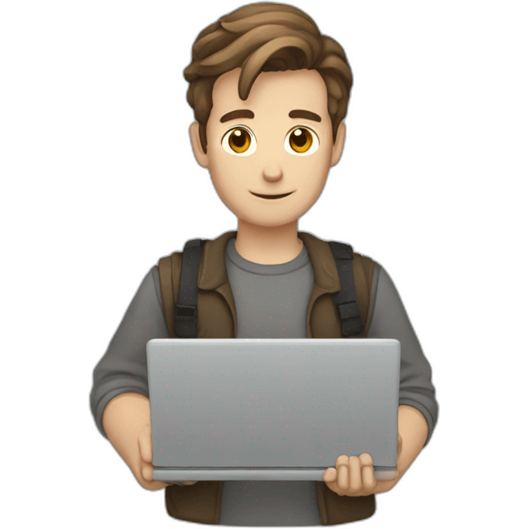 White male brown hair Python Dev holding Laptop emoji