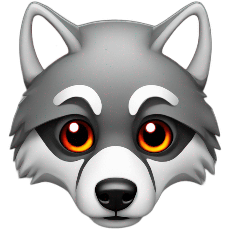 grey wolf with red eyes wearing a black hood emoji