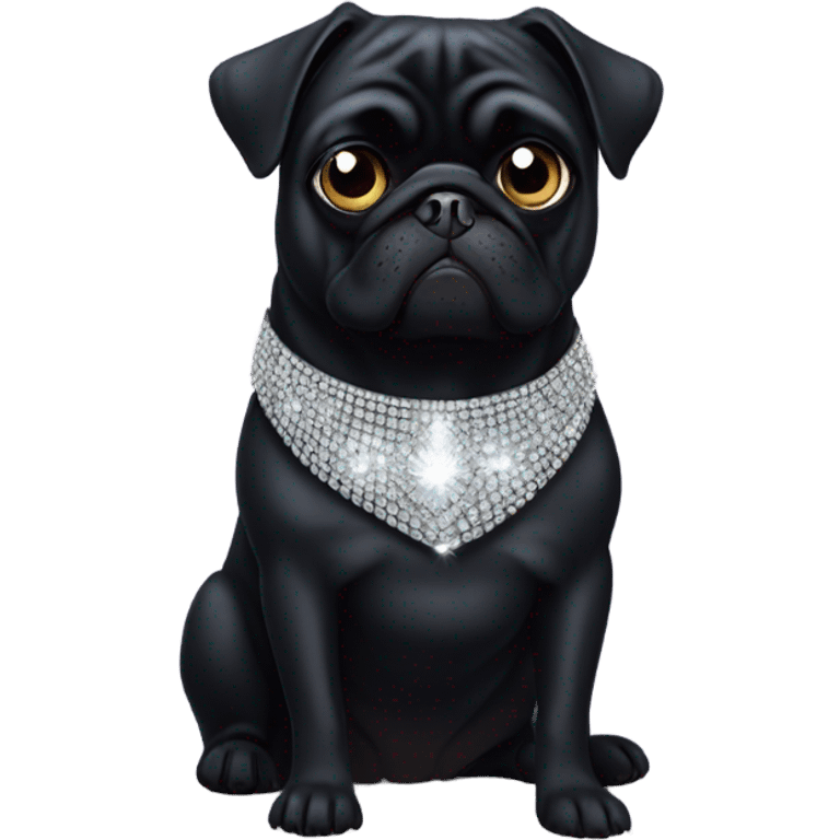 Black pug with Diamante collar emoji