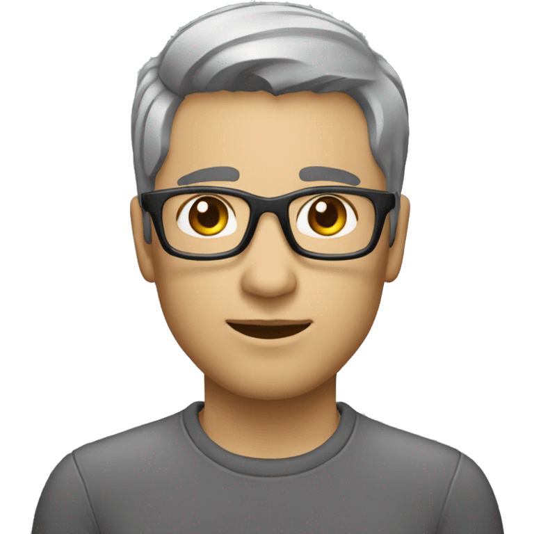 photographer, short hair, dark hair slight grey, unshaven emoji