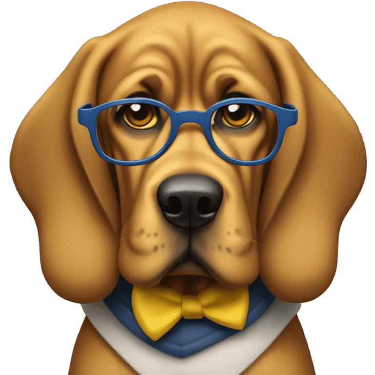 Studious blue and yellow bloodhound-wearing bifocals. emoji