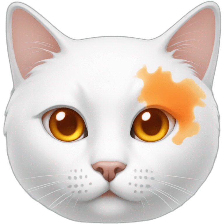 white cat with orange stains in his eyes emoji