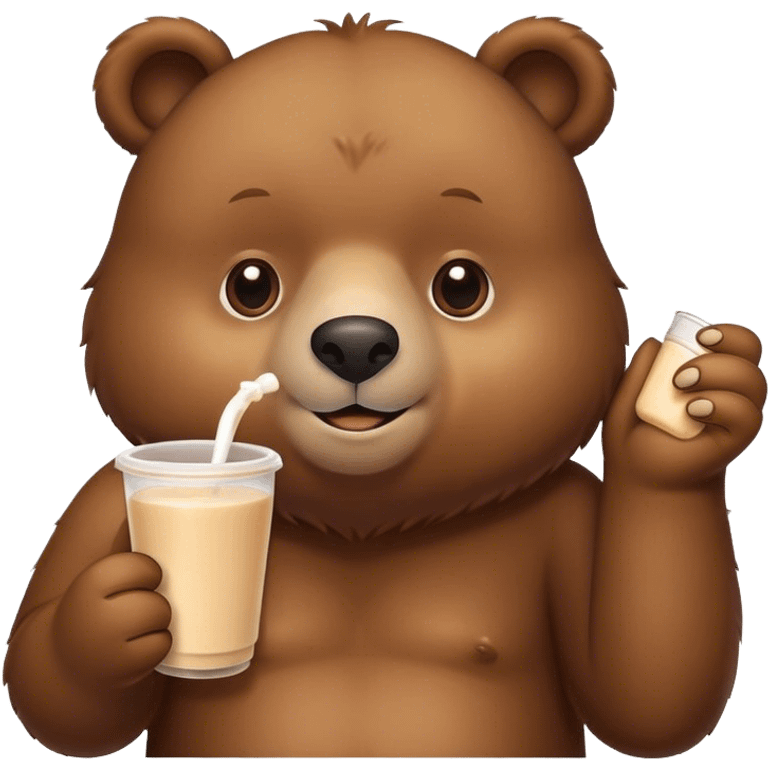 Bear with milk tea emoji