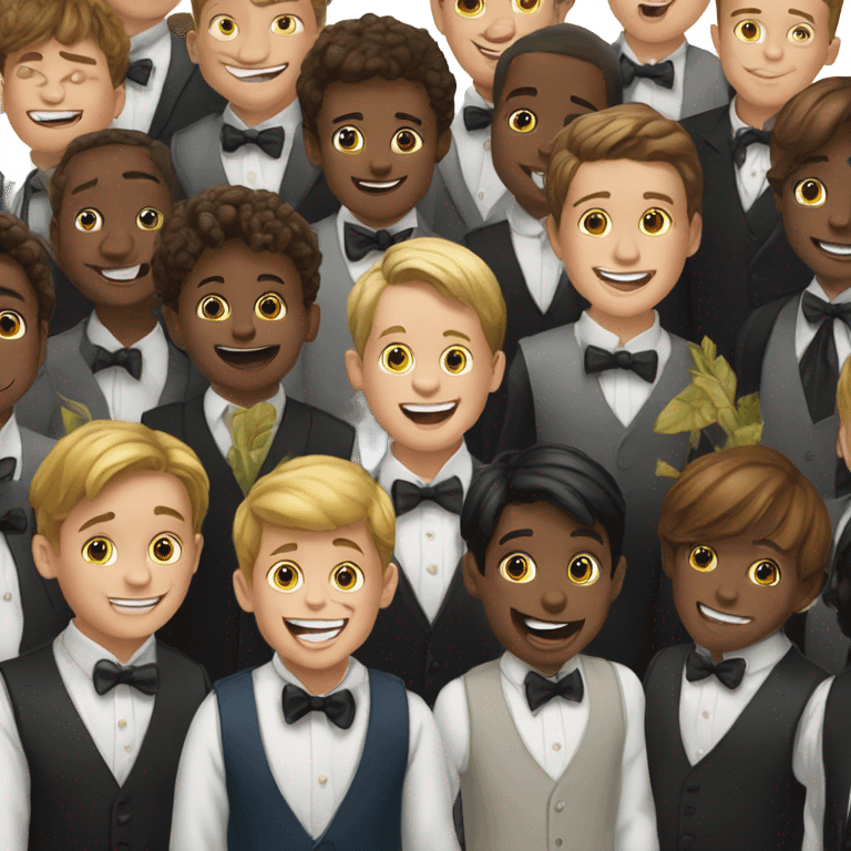 formal gathering of happy boys emoji