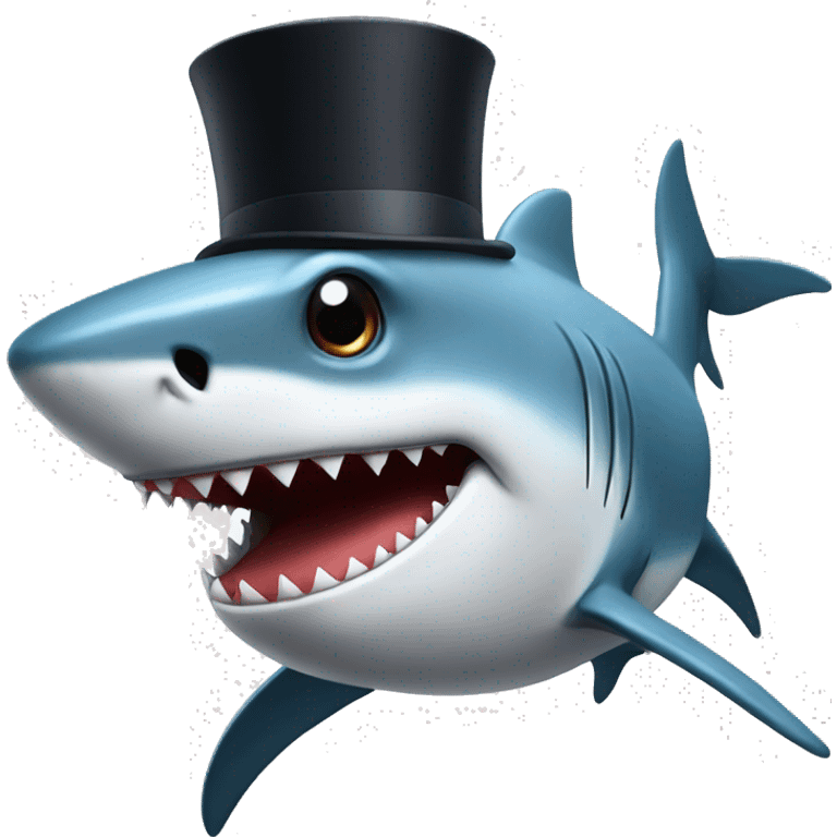 Shark with a top hat emoji