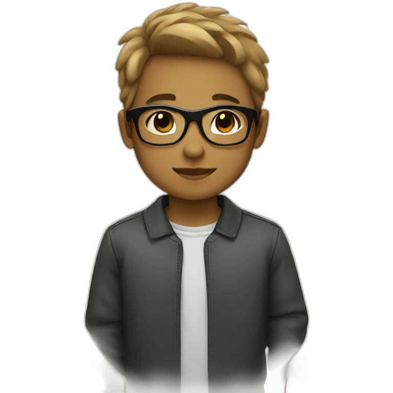 boy with rectangular black glasses and light brown hair emoji