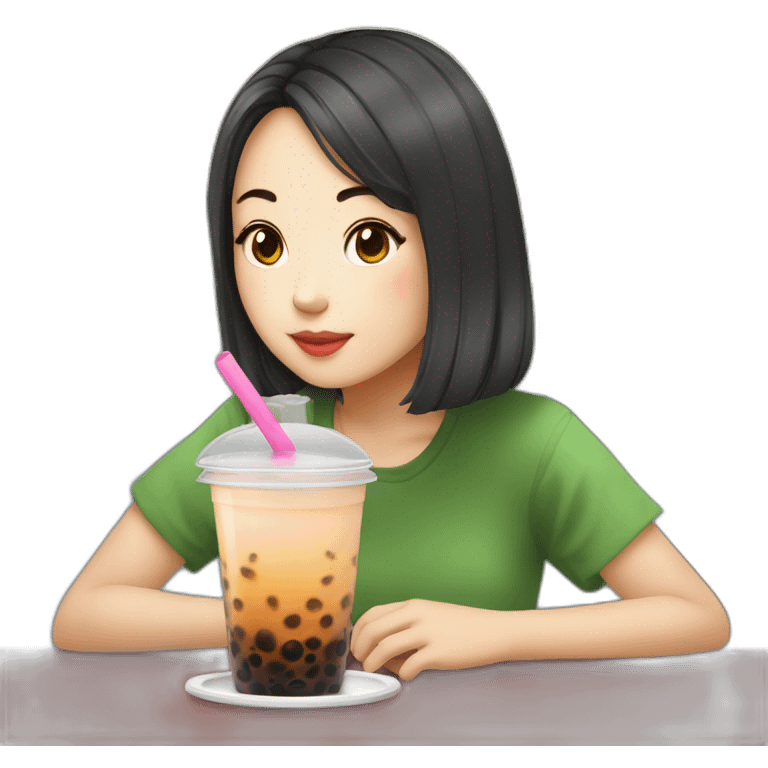 Taiwanese Girl drinking bubble tea emoji