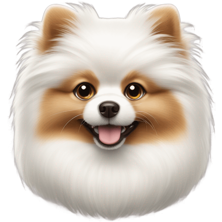 Fluffy white Pomeranian with brown ears emoji