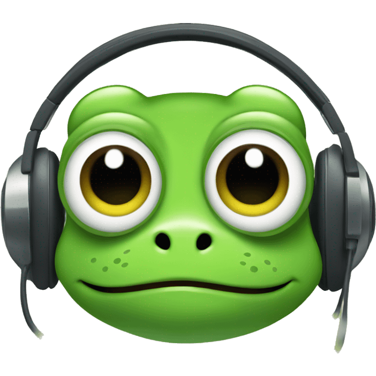 Cute green frog with headset emoji