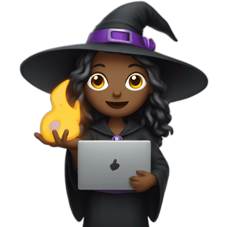 Witch holding laptop emoji