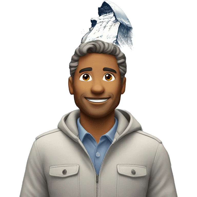 A man standing infront of the matterhorn mountain emoji