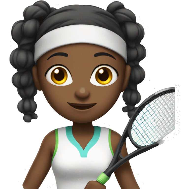 Cute black girl playing tennis emoji