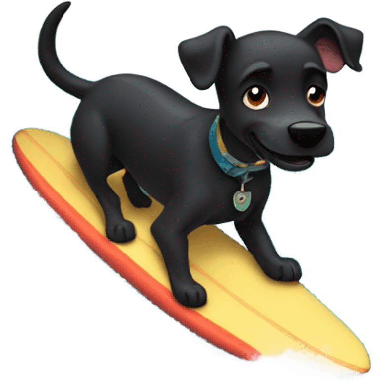 Black dog surfing  emoji