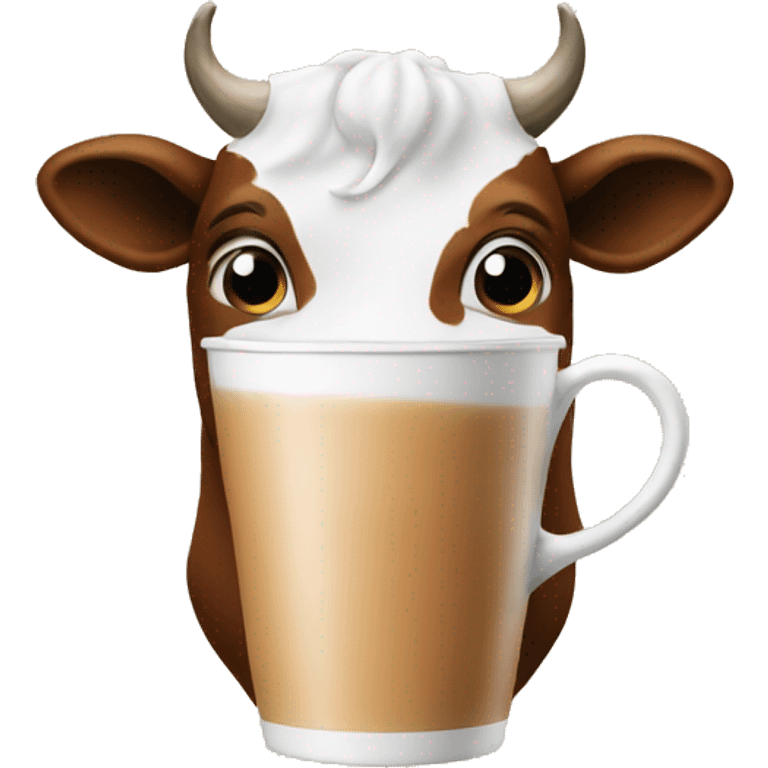 Cow drinking pumpkin spice latte emoji