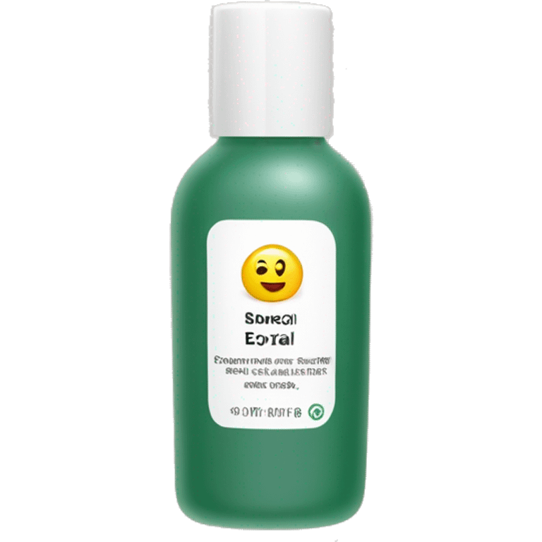 tiny facial exfoliant bottle with label emoji