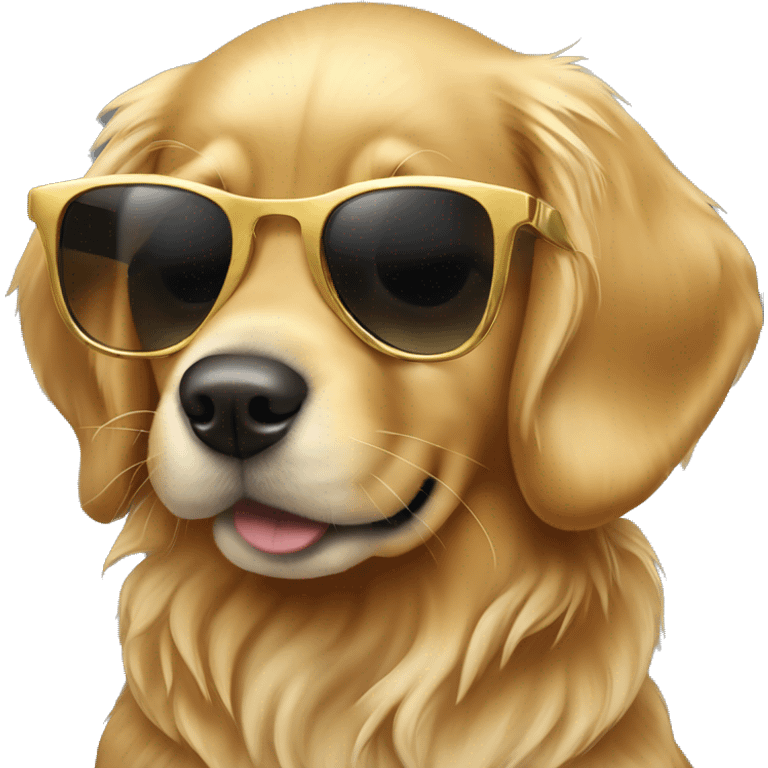 Golden retriever puppy wearing wayfarer sunglasses emoji