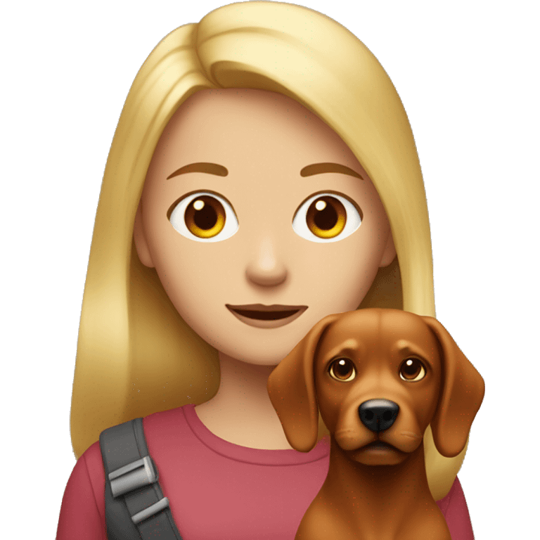 Blonde Girl with red-Brown dog  emoji