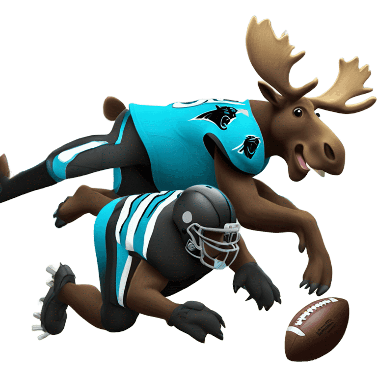 Moose playing football for the carolina panthers  emoji