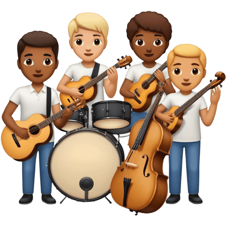 png white background in ios emoji style depicting a band playing live emoji