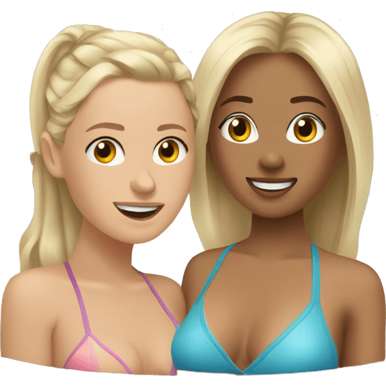 three girls in hot tub blonde and brunett emoji