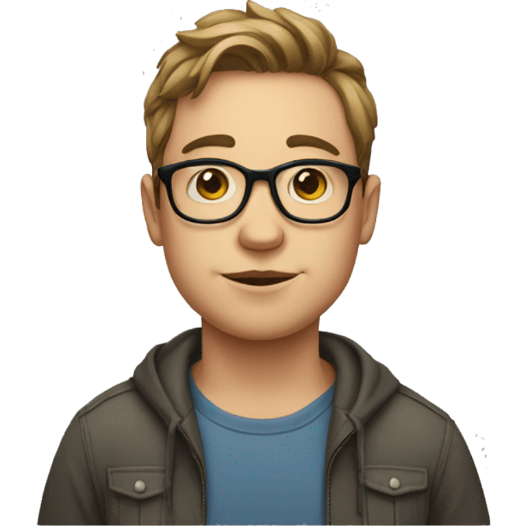 a young man with a fatter face, fair skin and glasses emoji