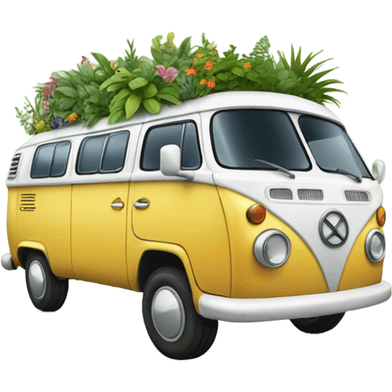 Campervan with decorative plants emoji