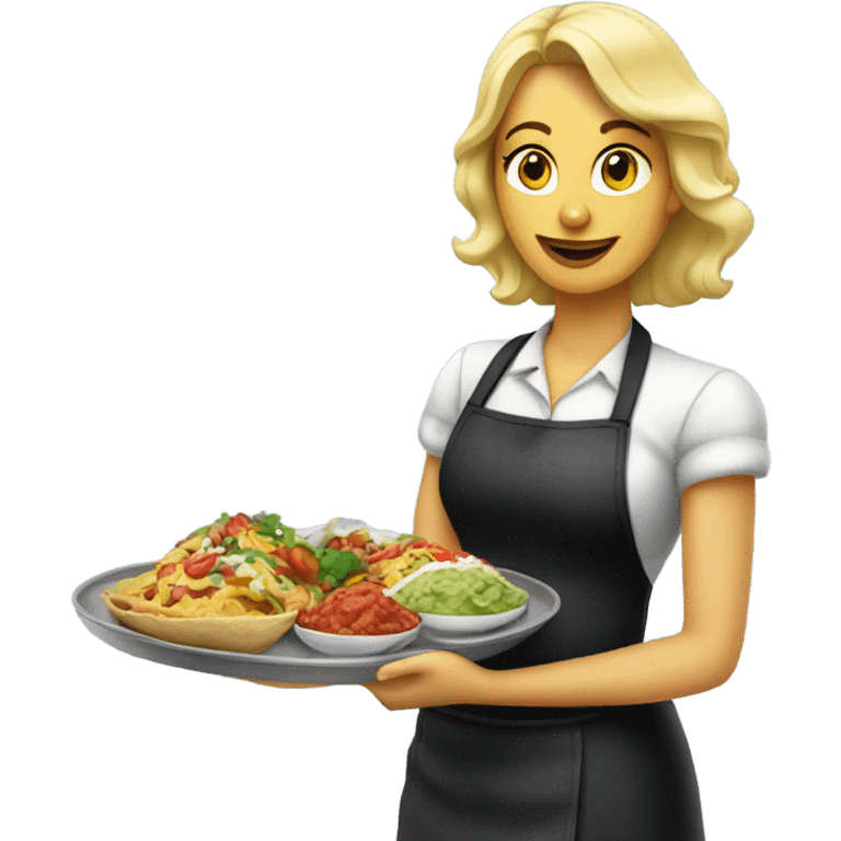 Blonde waitress serving Mexican food emoji