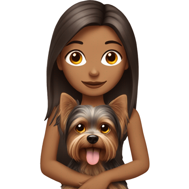 Brunette girl with yorkie dog emoji