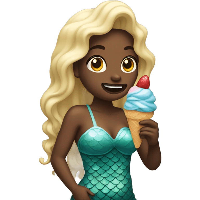 Mermaid eating an ice cream emoji