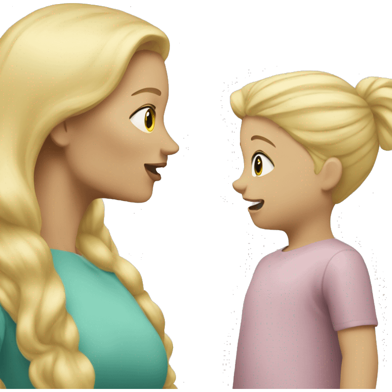 blonde women talking with blonde child  emoji