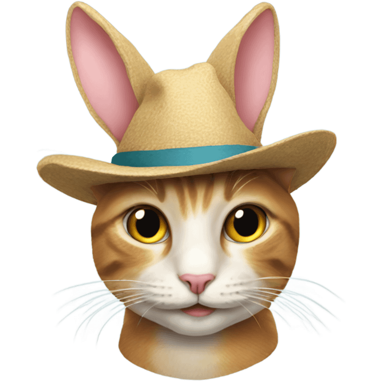 A cat with rabbit as a hat emoji