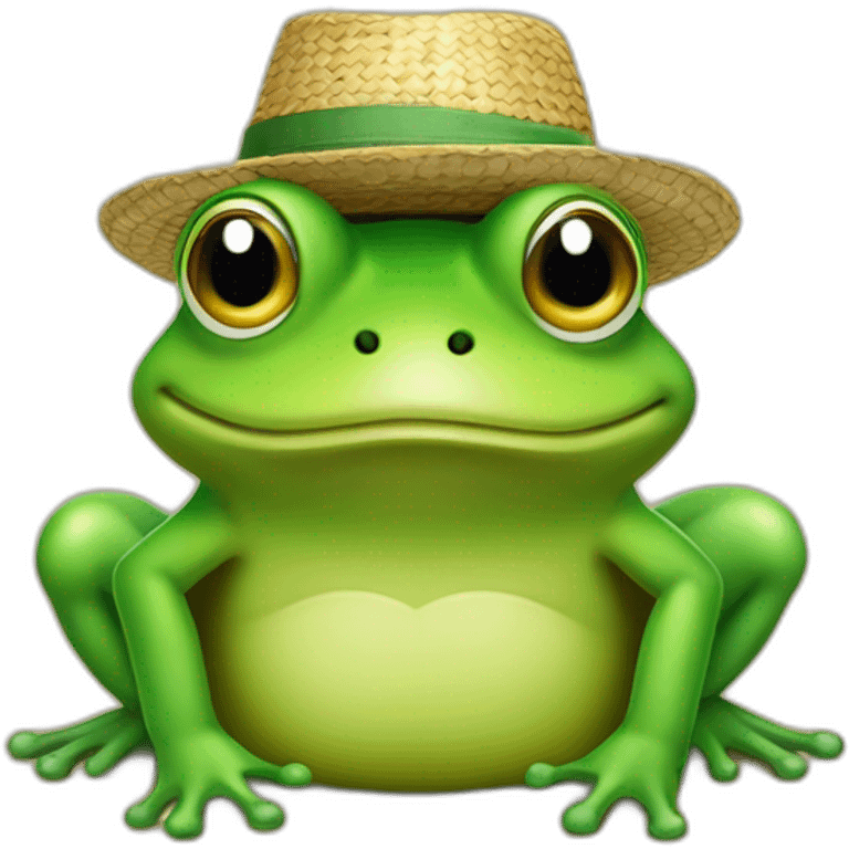 Grenouille avec un chapeau de paille emoji